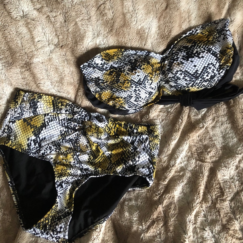 NWOT SWIMSUITS 4 ALL, HIGH WAIST BIKINI, SZ 16, ANIMAL PRINT, VIBRANT&FLATTERING